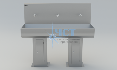 Умывальник 3 - Секционный на стойке GRENT - S – 03 (без локтевого дозатора)